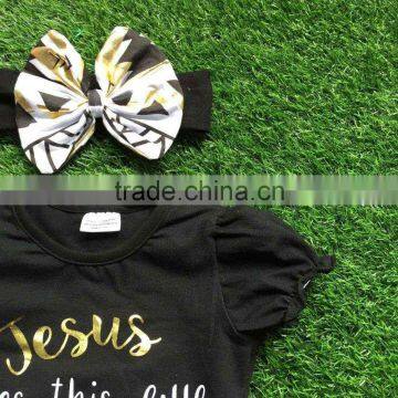 2016 Summer Girls Outfit Baby Girls Clothing Jesus Loves This Little Hot Mess Clothes With Matching Headband photo-4