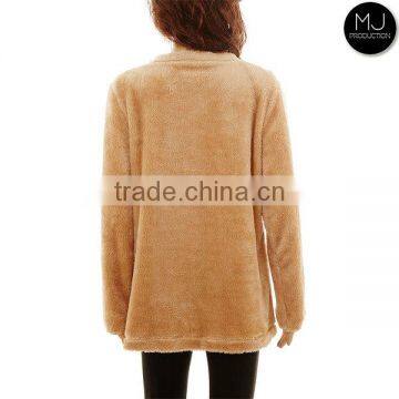 Wholesale Winter Girls Sweater Jacket Monogrammed Sherpa Fleece Quarter Zip Pullover Woman Clothing photo-2