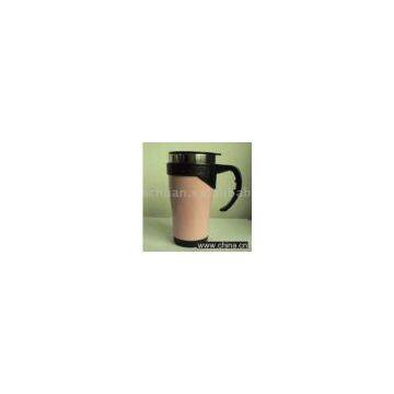 Sell 16oz. Stainless Steel Auto Mug With Pink Painting Like Leather