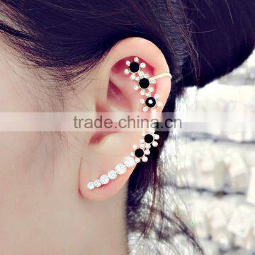 Rhinestone Gold Clip Earrngs Women Snow Shiny Crystal Earring Cuff