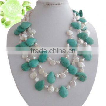 Beautiful design!!! 2015 fancy green turquiose and white pearl beads