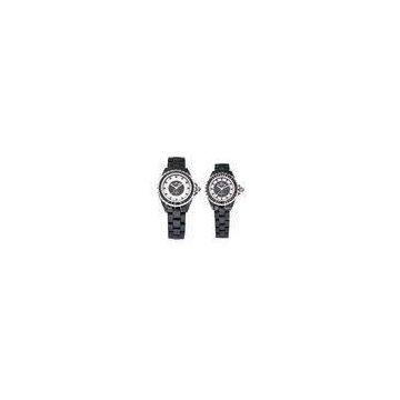 OEM Branded Noble Couple Ceramic Watches with Ceramic Strap, Black Crystal Ring