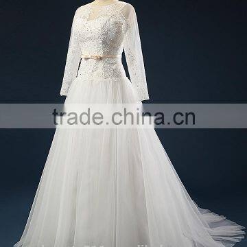 2017 Wedding Dress Mermaid Lace Ball Gowns 3/4 Sleeves Tull Net Wedding Gowns AS41601 photo-2