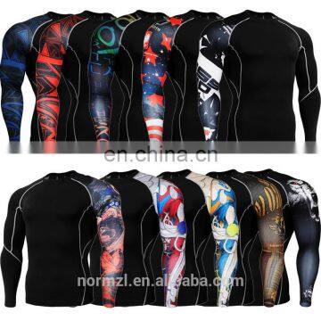 Breathable and dri fit sports training wear men compression tights shirt