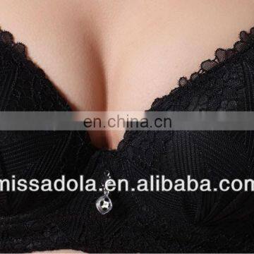 Lady's Hot Underwear Black Pushing up Brassiere Boyshort Pantie Bra Set photo-2