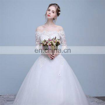 HS1624 2017 Bling Wedding Dress China Long Train Sequined Appliqued Embroidery Bridal Ball Gown photo-5