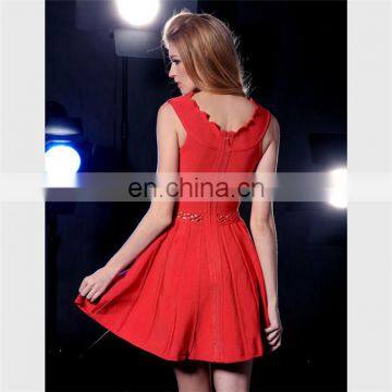 Elegant Eastern Red Hollow Out Flounce Bridal Dress Turkey photo-2