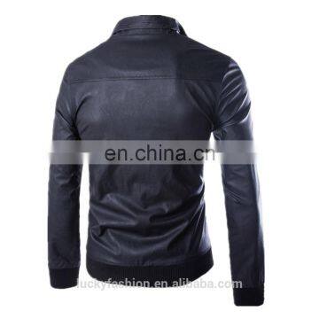 Wholesale Men PU Leather Motorbike Jacket Washed Slim Fit Leather Coat photo-4