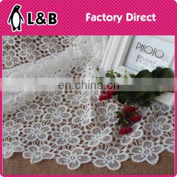 Hot sales 100% milky polyester embroidery Lace Fabric from china factory