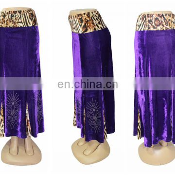 Oem service formal wear polyester woolen soft printed fashion long skirts for women