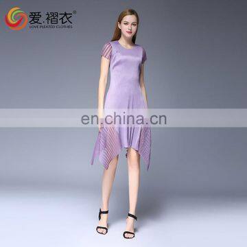 2016 Hot Summer Single Dress Women Elegant O Neck Fashion Dress With Sheer Hem Design photo-2