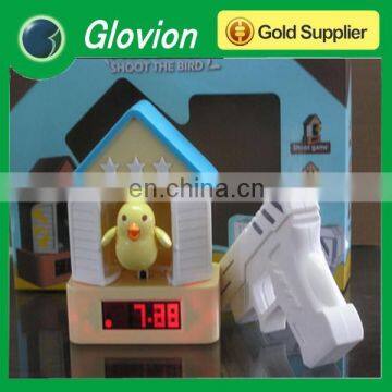 Top quality Bird Style Creative Gun Alarm Clock Digital Shooting Target Laser Alarm Clock shooting clock