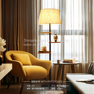 Rubber Wood Flooring Lamp Light With Racks photo-3