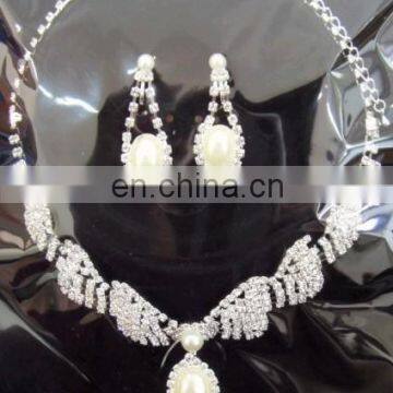 New Wedding Bride Rhinestone Crystal Necklace Earrings Choker Silver Jewelry Set