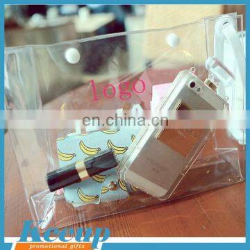 Cheap clear pvc plastic bag with snap button for promotion