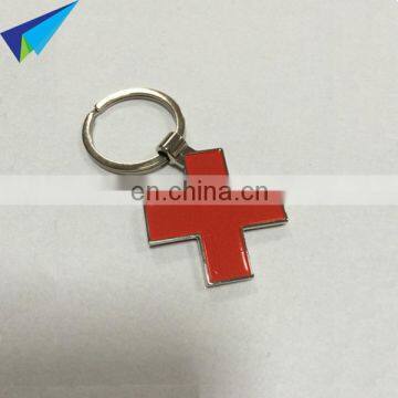 Red Cross Keychain Custom Made Logo Keychain Promotional Metal Keychain