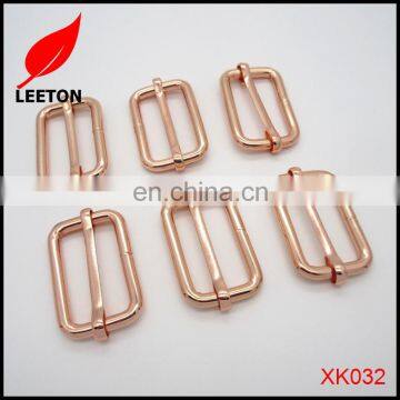 Shiny rose gold metal slide buckle for leather bag