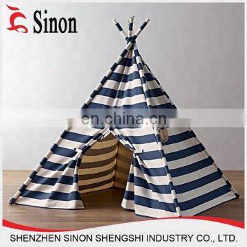 Stripe Canvas Teepee and Wooden Poles tipi kids teepee tent