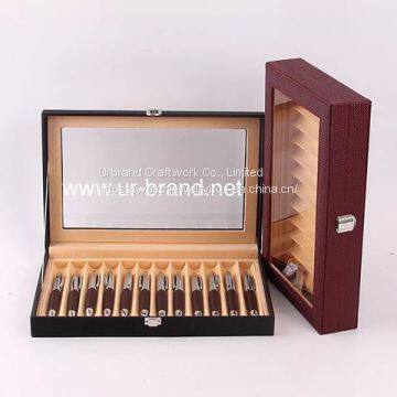 Wholesale12 Slots Leather Pen Box Fountain Pen Display Box  With Metal Lock