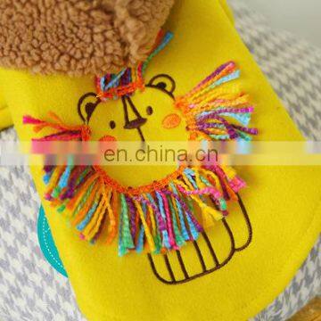 Pet Dog Simba Lion King Puppy Yellow Hoodie Woolen Cloth Clothes Tassel photo-6