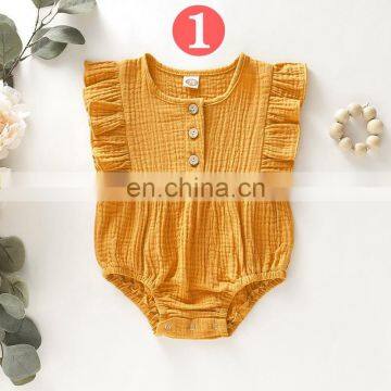 Infant Linen Cotton Newborn Baby Girl Romper Bodysuit Ruffle Bowknot One-Piece Jumpsuit Outfit Clothes Summer photo-4