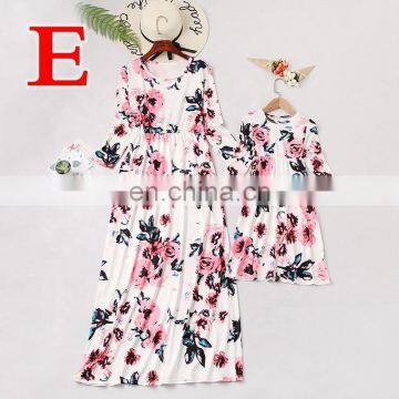 2019 New Fashion Floral Print Casual Mother and Daughter Matching Dress photo-6