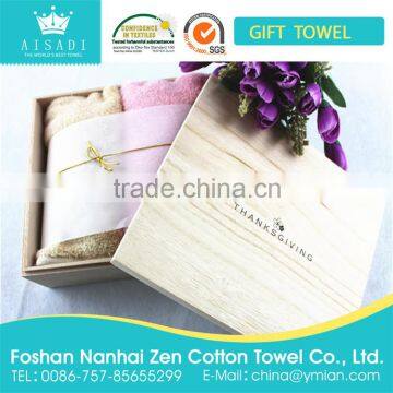 Guangdong Textile with 100% Cotton Face Towel with Wooden Boxes Package