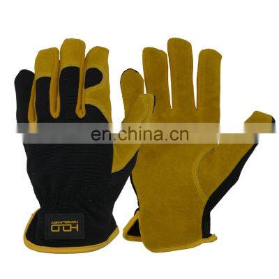 HANDLANDY cowhide leather work gloves safety,leather driving gloves,leather gloves working