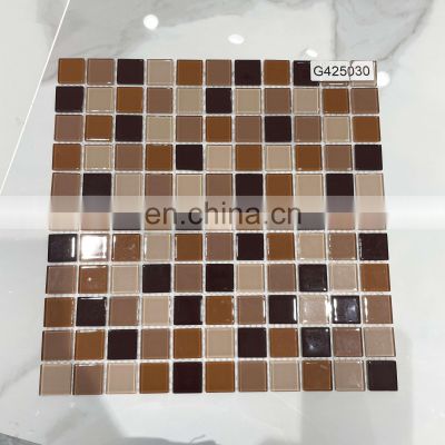 brown color crystal mosaic tiles swimming pool glass mosaic tiles splash back hot melted pool mosaics tiles