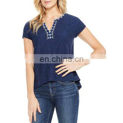 Women 1-Pack Classic-Fit Short-Sleeve V Neck T-Shirt 94% Cotton 6% Spandex Women T shirts