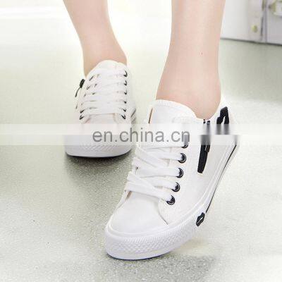 New fashion style High, quantity cheap lace up Custom logo Comfortable Popular PU Shoes Girls Casual Canvas Shoes/