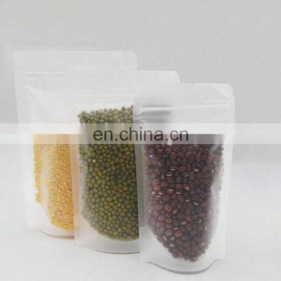 Frosted transparent plastic stand up bag for food