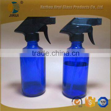 8oz blue boston glass bottle with trigger sprayer