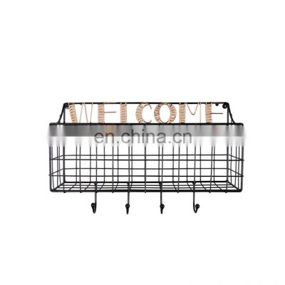 K&B hot sale guaranteed quality modern style black metal wall storage with hooks