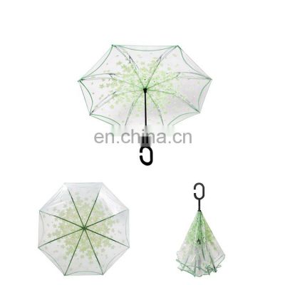 Creative Transparent Reversible Rain Umbrella with Logo Prints