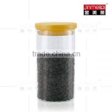 Borosilicate glass jar ,Coffee bean storage jar ,Canister with PP plastic Lid, Various color available