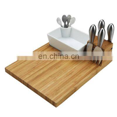 Cheese Cutting Board Bamboo Charcuterie Board/natural Bamboo Cheese Cutting Board Set With 4 Cheese Knives photo-3