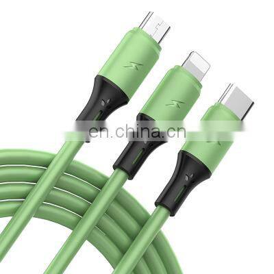 Wholesale  1.2M TYPE-C cable  Multipl Charger lighting Charging cable 3 in 1 usb cable for iphone