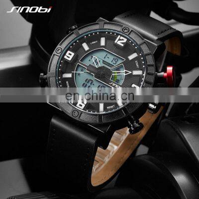 SINOBI Multi-function Men's Sports Watch Alarm Clock Watchs Dual Time Display Wristwatches Men S9733G03G-D