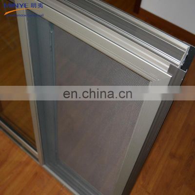 Champagne color aluminum sliding window with mosquito net