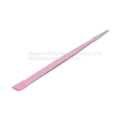 Pink nail enhancement multifunctional dual-purpose tweezers sticker alloy drill special pointed double ended tweezers with silicone press tool