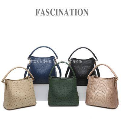 Ostrich Pattern Portable Bucket Bag Female Single-shoulder Bag Factory Wholesale