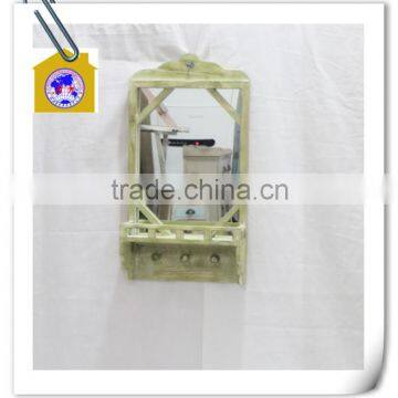 2015 new design distressed mirror antique wooden wall shelf for home decor.HW15A0049&HW15A0050