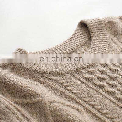 Custom Women's Winter Fashionable Thick Crew Neck Jumper Cable Knit Fashionable Winter Cashmere Sweater