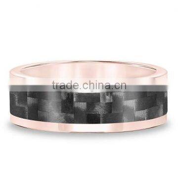 2016 Newest Design Rose Tungsten Carbon Fiber Inlay Band