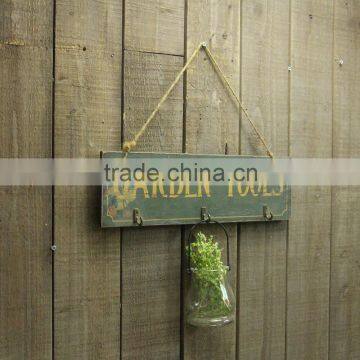 Vintage Handmade Customized Wooden Wall Pallet Sign With Hooks photo-4