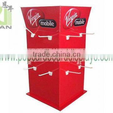 paper spinner hook display stand/ cardboard display with rotating base