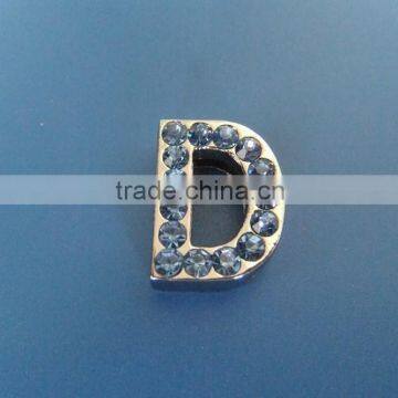 Zinc Alloy 18mm Slide Letters With Light Blue Rhinestones photo-5