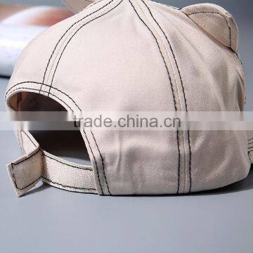 Direct Factory Wholesale Cute Sweet Cat Embroideried Flat Caps and Hats