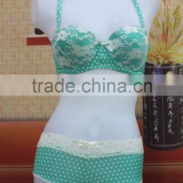 Light green sexy lace lady bra panty sets hot sale